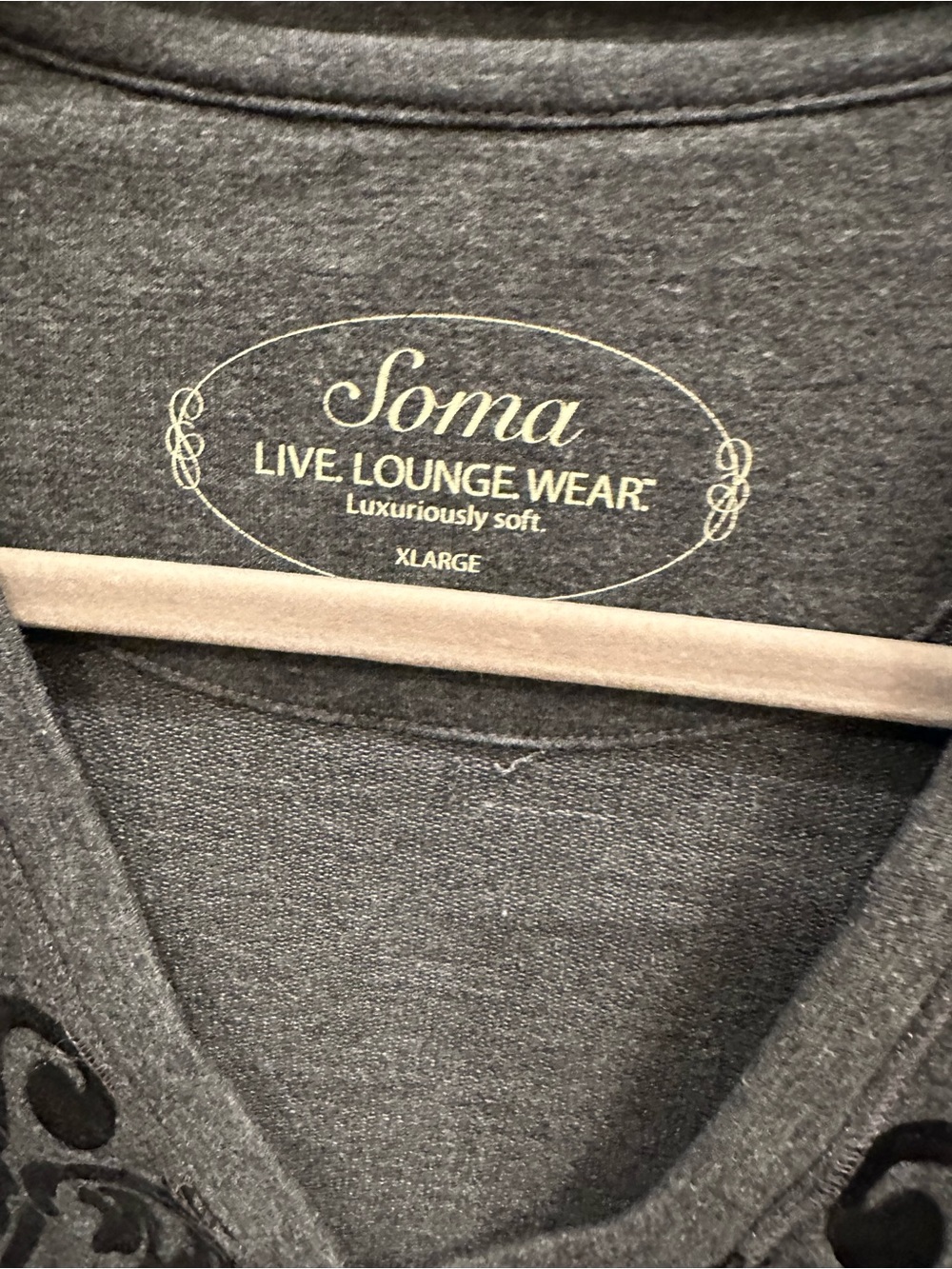 Soma Live Lounge Wear Women's Charcoal Gray V-Neck Sweater